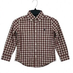 Polo Ralph Lauren Boys Plaid Button Down Shirt Red Green Size 8 - AC